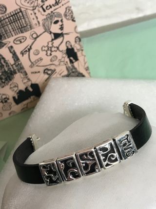 PULSERA PLATA/CUERO de TOUS NUEVA