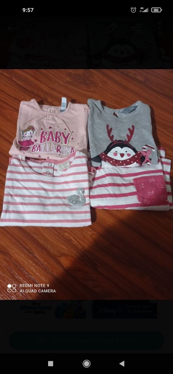 12 camisetas niña talla 12-18 meses.
