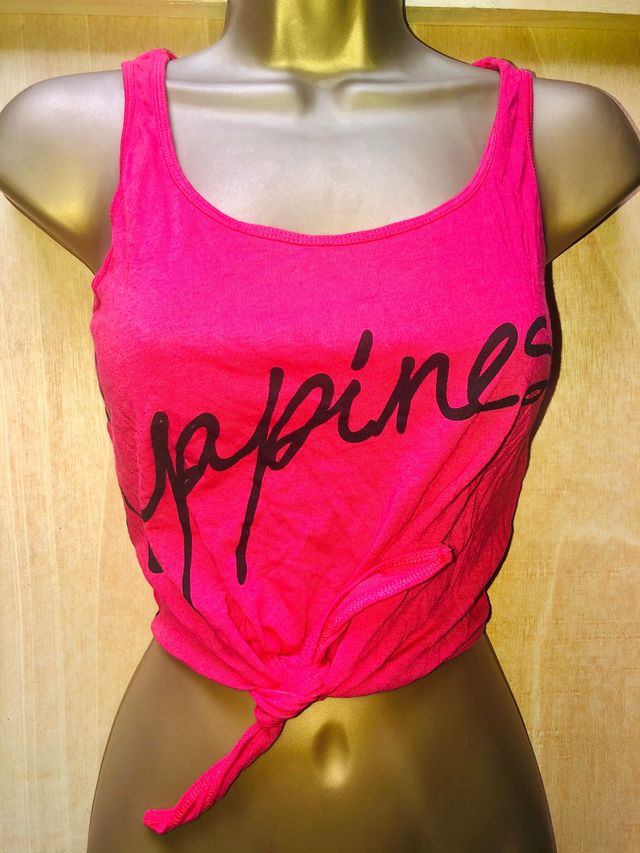 Bershka camiseta top crop nudo rosa XS