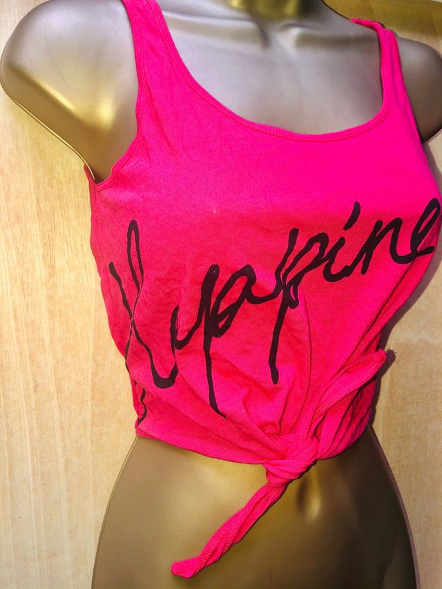 Bershka camiseta top crop nudo rosa XS