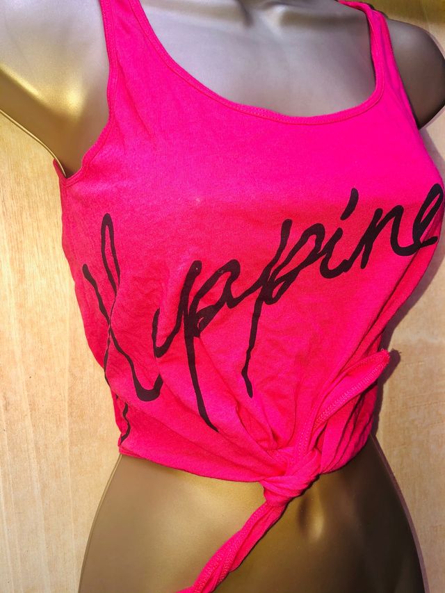 Bershka camiseta top crop nudo rosa XS