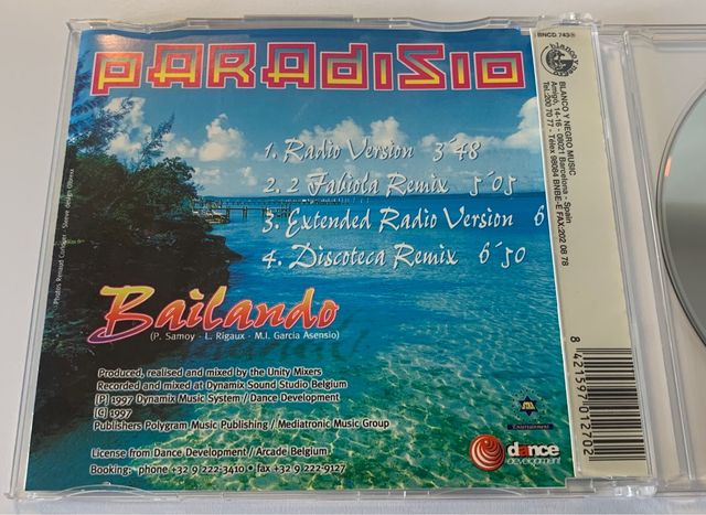 Paradisio Bailando Remixes Cd