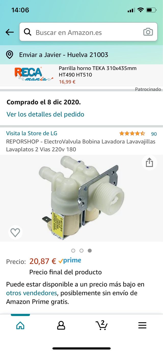 Electrovalvula lavavajillas o lavadora LG