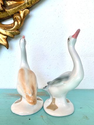 Pareja de aves vintage de cerámica