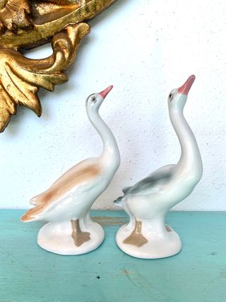 Pareja de aves vintage de cerámica