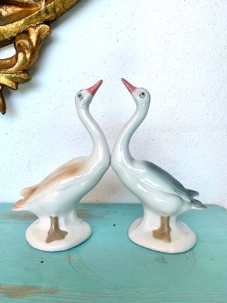 Pareja de aves vintage de cerámica