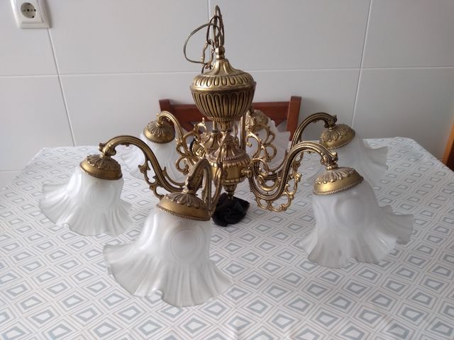 Lámpara de techo de bronce 6 brazos