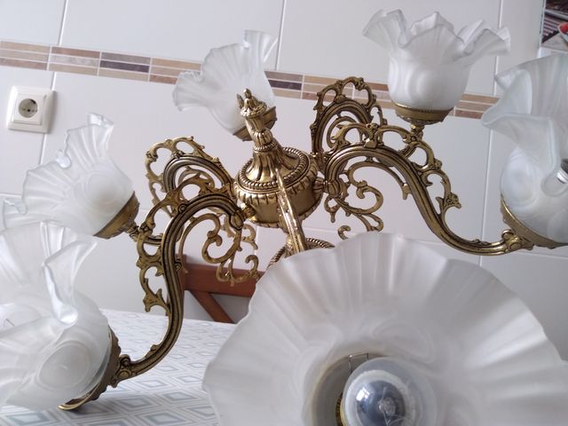 Lámpara de techo de bronce 6 brazos