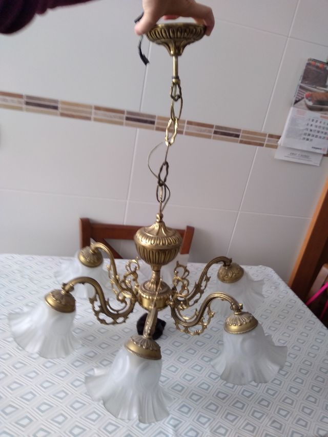 Lámpara de techo de bronce 6 brazos