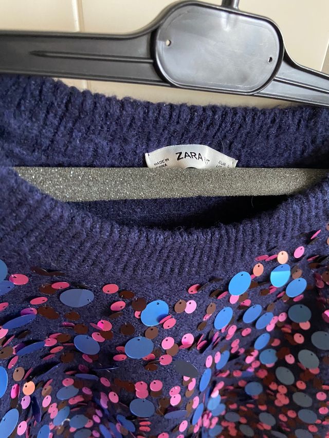 Jersey suelto Zara lentejuelas en tonos azules