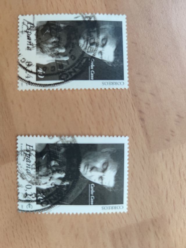 sello Carlos Cano con cuño del día de venta