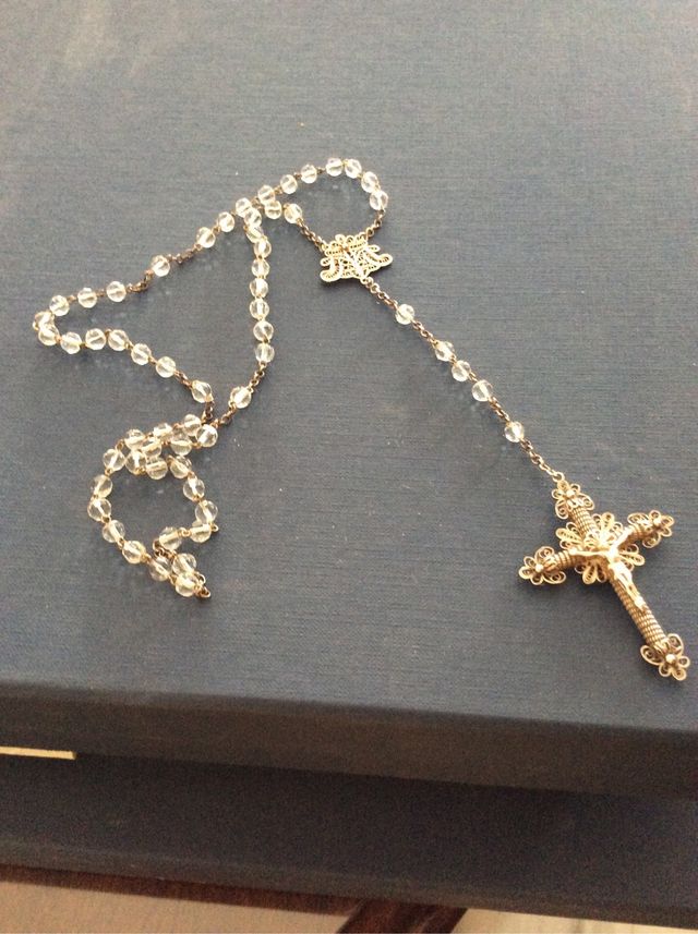 Rosario plata de ley y cristal