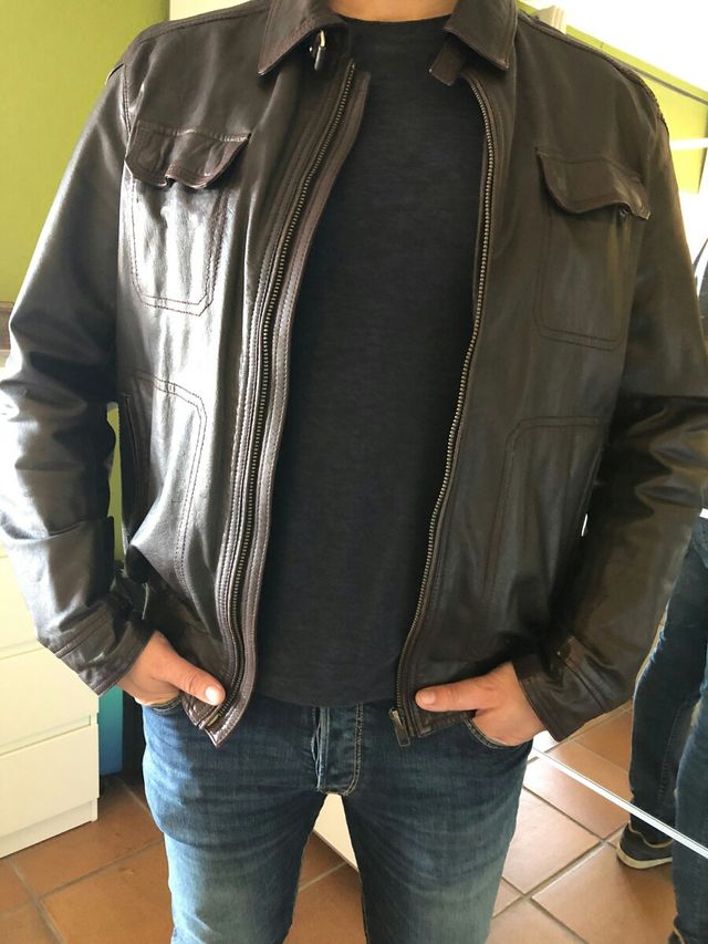 Cazadora Cuero Marrón Emilio Tucci