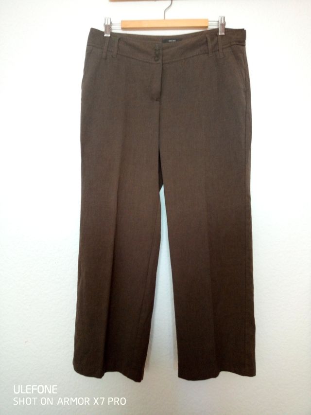 Pantalones Mango Suite, T42, color marrón tabaco
