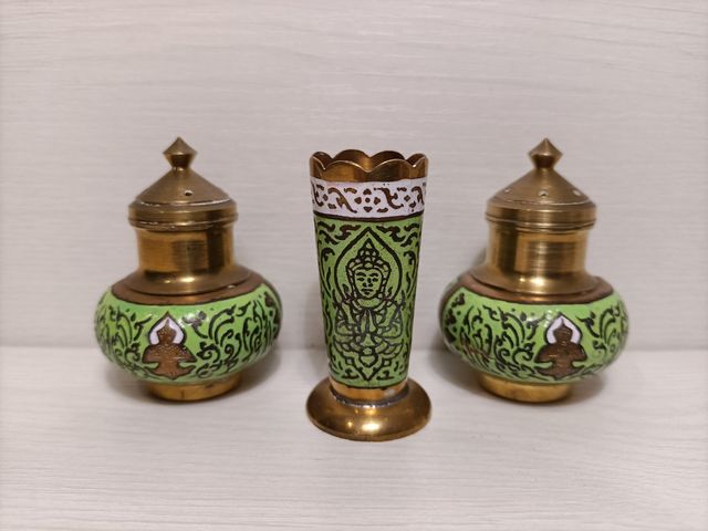 Cloisonne salpimenteros e porta-palitos