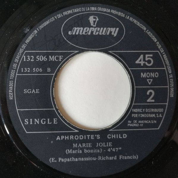 APHRODITE'S CHILD 7" SINGLE LET ME LOVE 1969 PSYCH