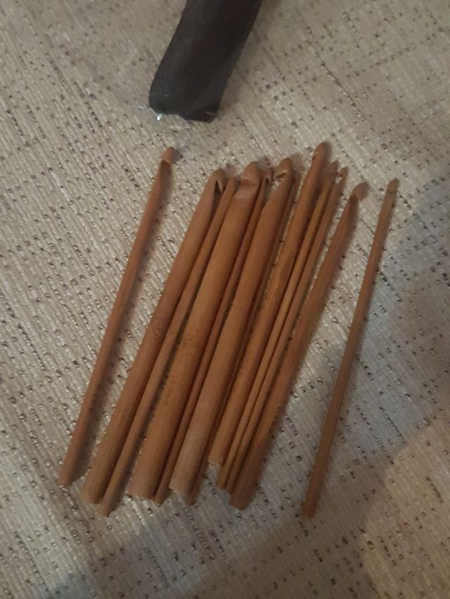 juego 12 ganchillos de bamboo