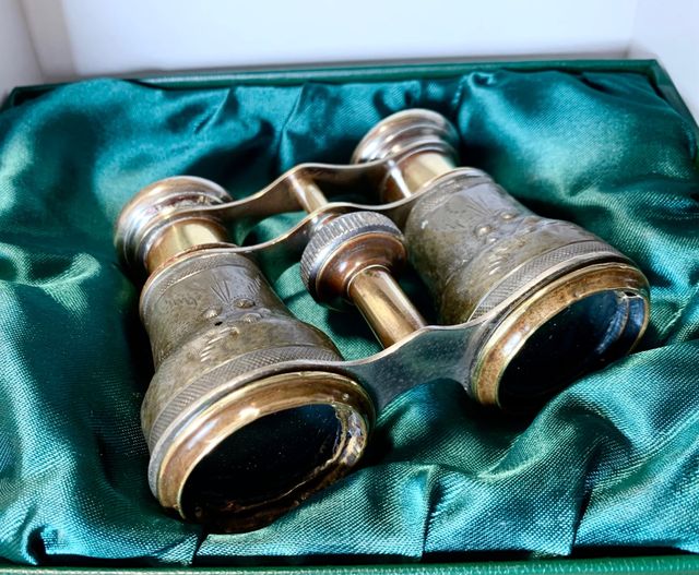 Prismático antiguo, binocular, gafas opera