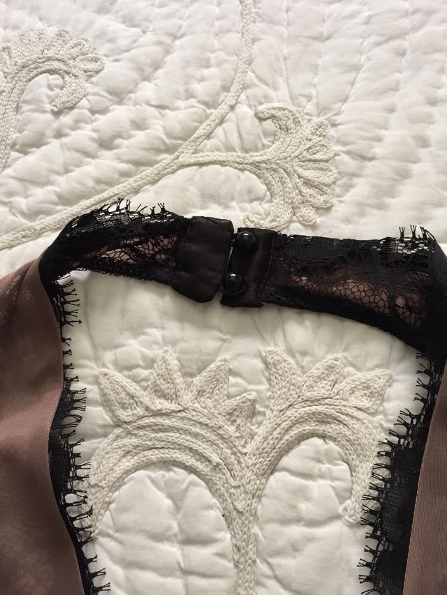 Vestido negro/rosa encaje/raso fiesta t/M Stradiva