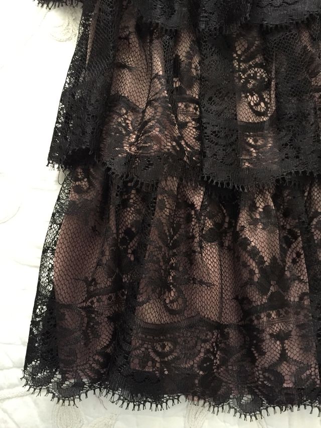 Vestido negro/rosa encaje/raso fiesta t/M Stradiva