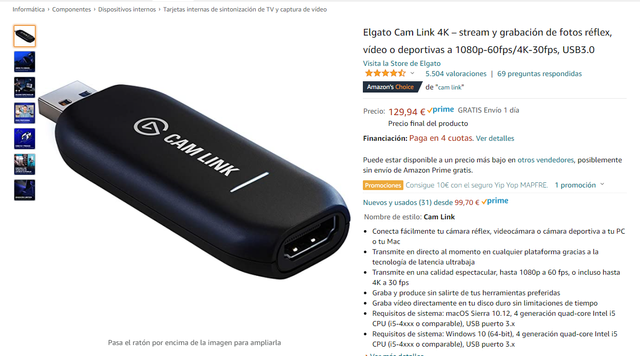 Elgato Cam Link 4k Nuevo De Segunda Mano Por 110 En Elche En Wallapop