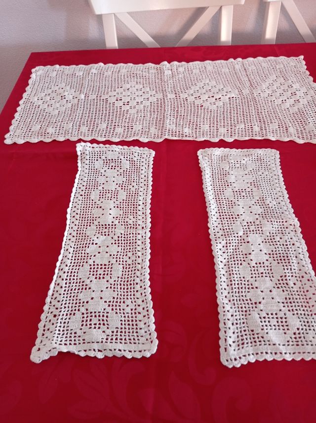 3 centros ganchillo de hilo.