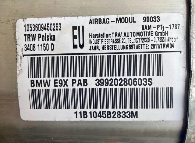 Airbag Salpicadero BMW e90 e9X