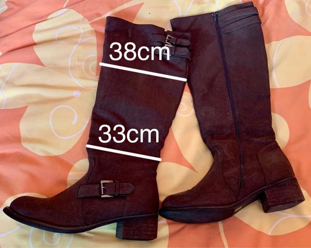 Botas Altas de Caña Ancha - Piel vuelta - talla 38