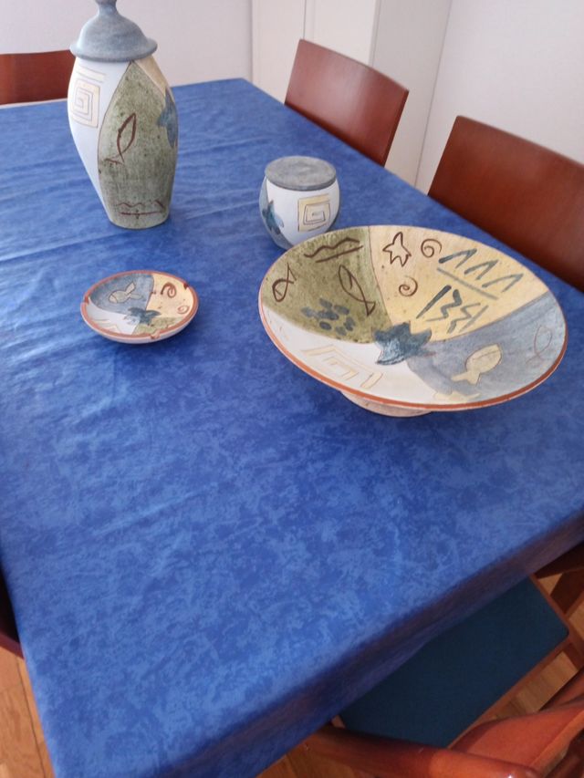conjunto ceramica artesanal motivos marinos