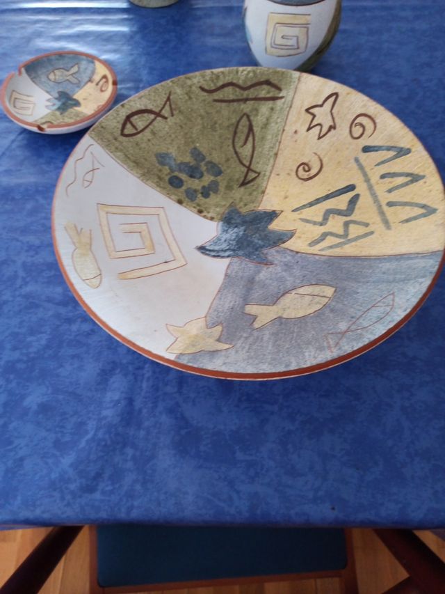 conjunto ceramica artesanal motivos marinos