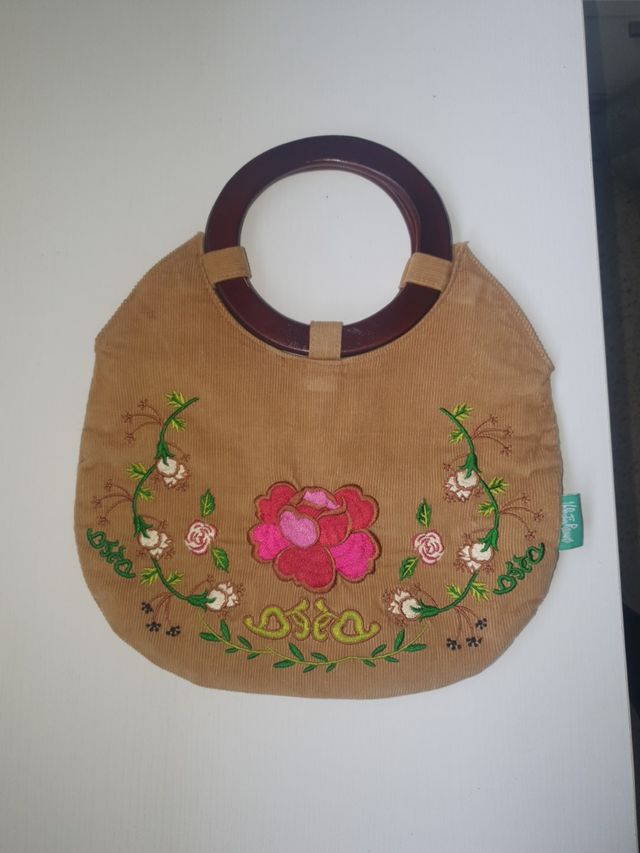 bolso mano pana bordado