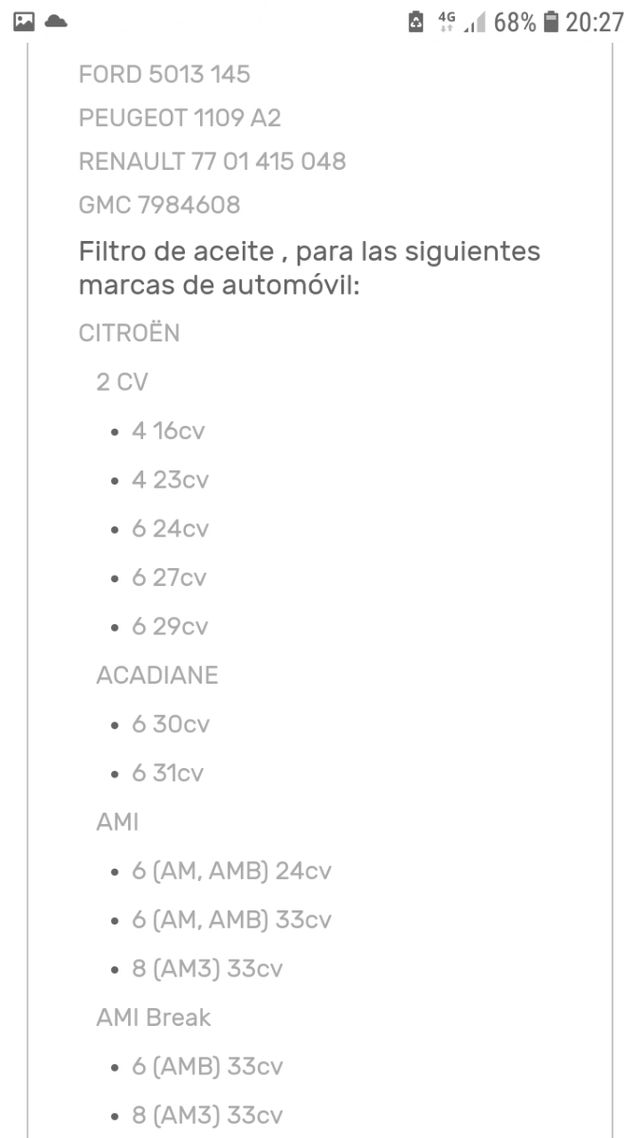 FILTRO ACEITE(CITROEN-PEUGEOT)