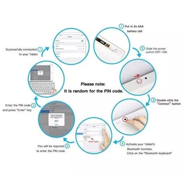 Teclado ultrafino inalámbrico Bluetooth en inglés.