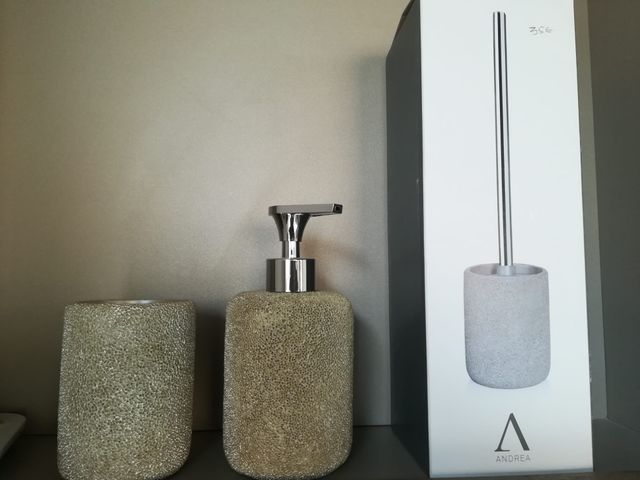 SET ACCESSORI BAGNO BEIGE EFFETTO CORALLO