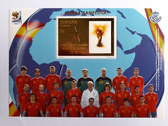 Hoja sello España campeona del mundo 2010
