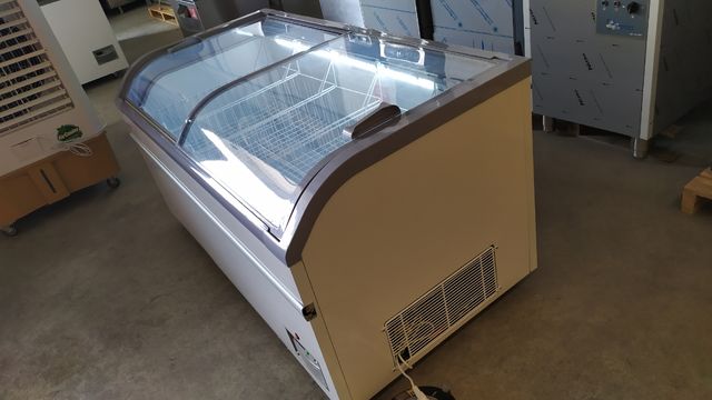 isla de congelación de 1650mm de cristal curvo