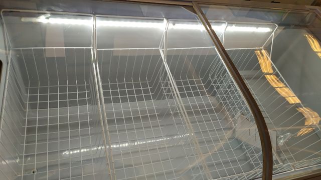 isla de congelación de 1650mm de cristal curvo