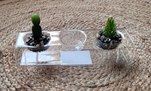 Original centro de cristal c plantas artificiales