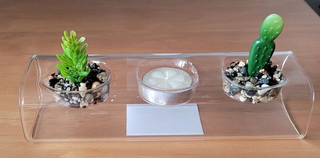 Original centro de cristal c plantas artificiales