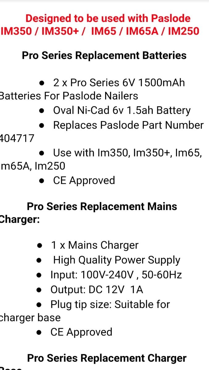 2Pack 4Ah 6V Ni-MH Akku Für Paslode 404717 404400 900400 IM65A IM250 IM350 IM50