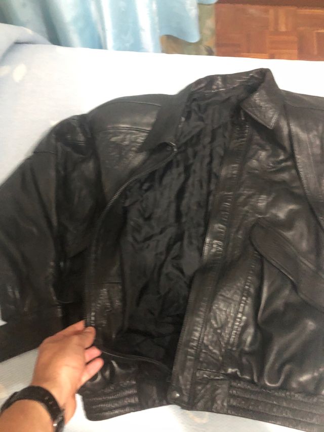 Cazadora de cuero talla grande