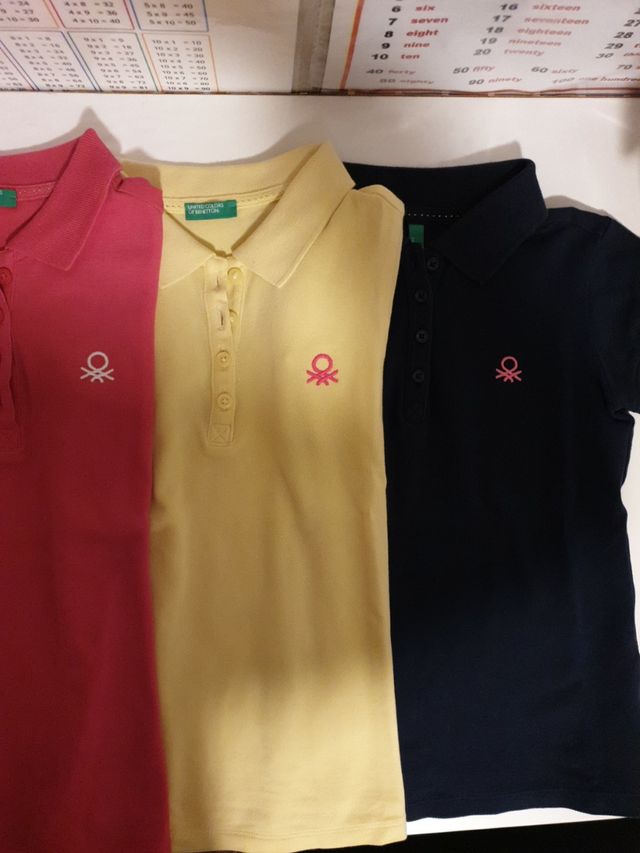 LOTE 4 Polos BENETTON Talla S 6-7 años
