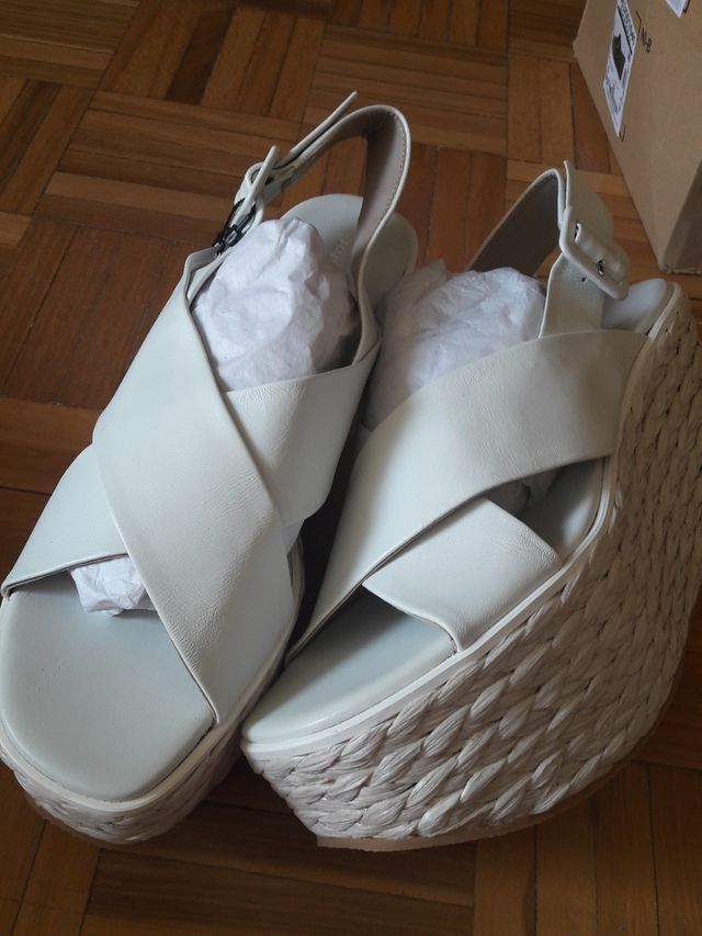 Sandalias piel plataforma Mango