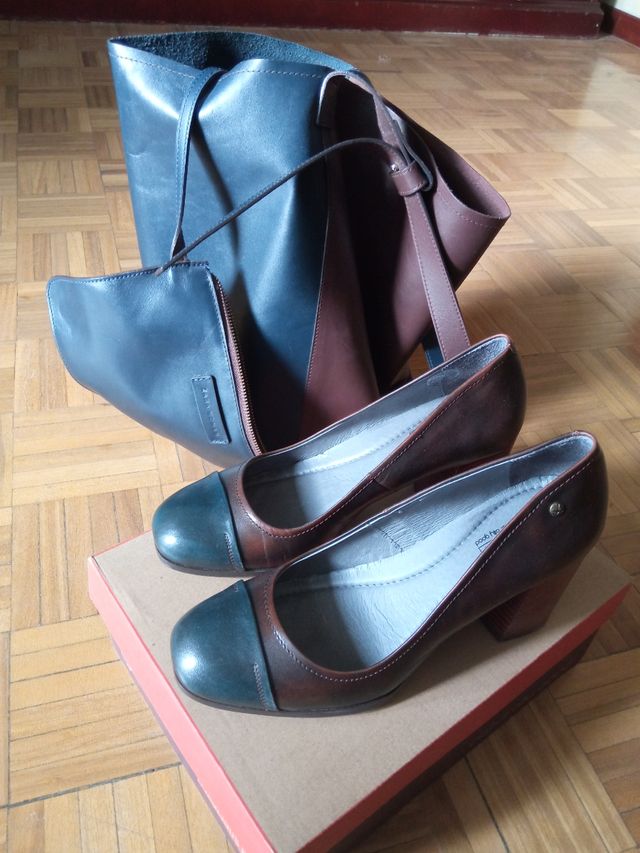 Zapatos piel Pikolinos + bolso piel Zara