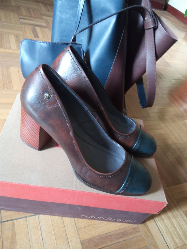 Zapatos piel Pikolinos + bolso piel Zara
