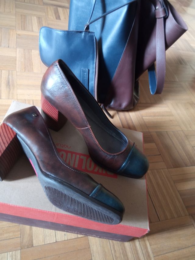 Zapatos piel Pikolinos + bolso piel Zara