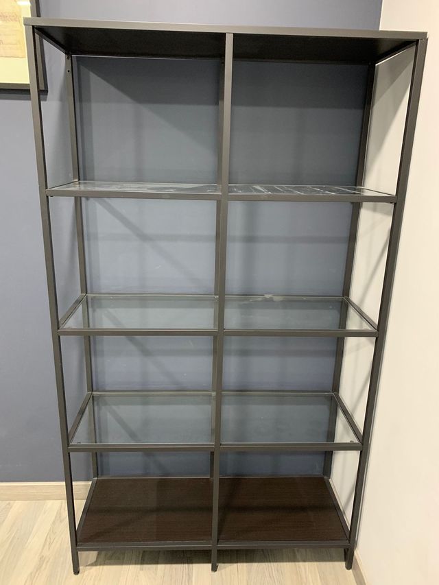 Estanterías madera/cristal