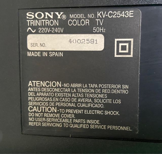 Televisión modelo Sony Trinition antigua