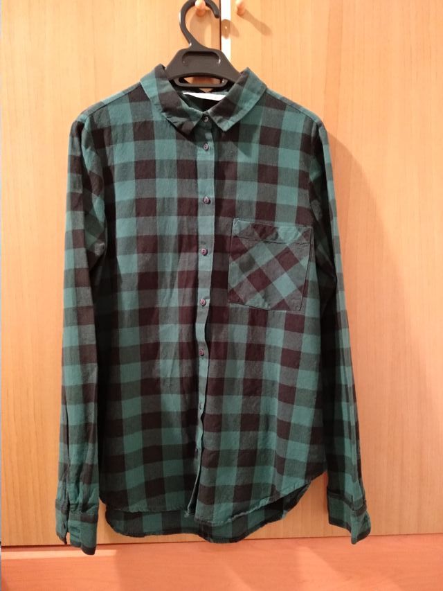 Camisa cuadros verdes y negros