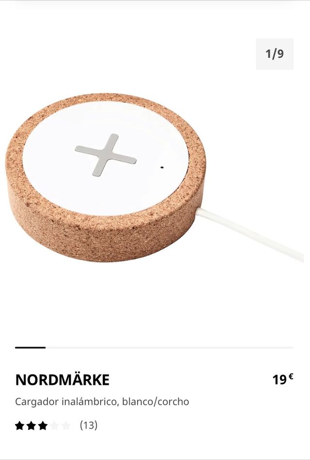 Cargador inalámbrico, blanco/corcho NORDMÄRKE